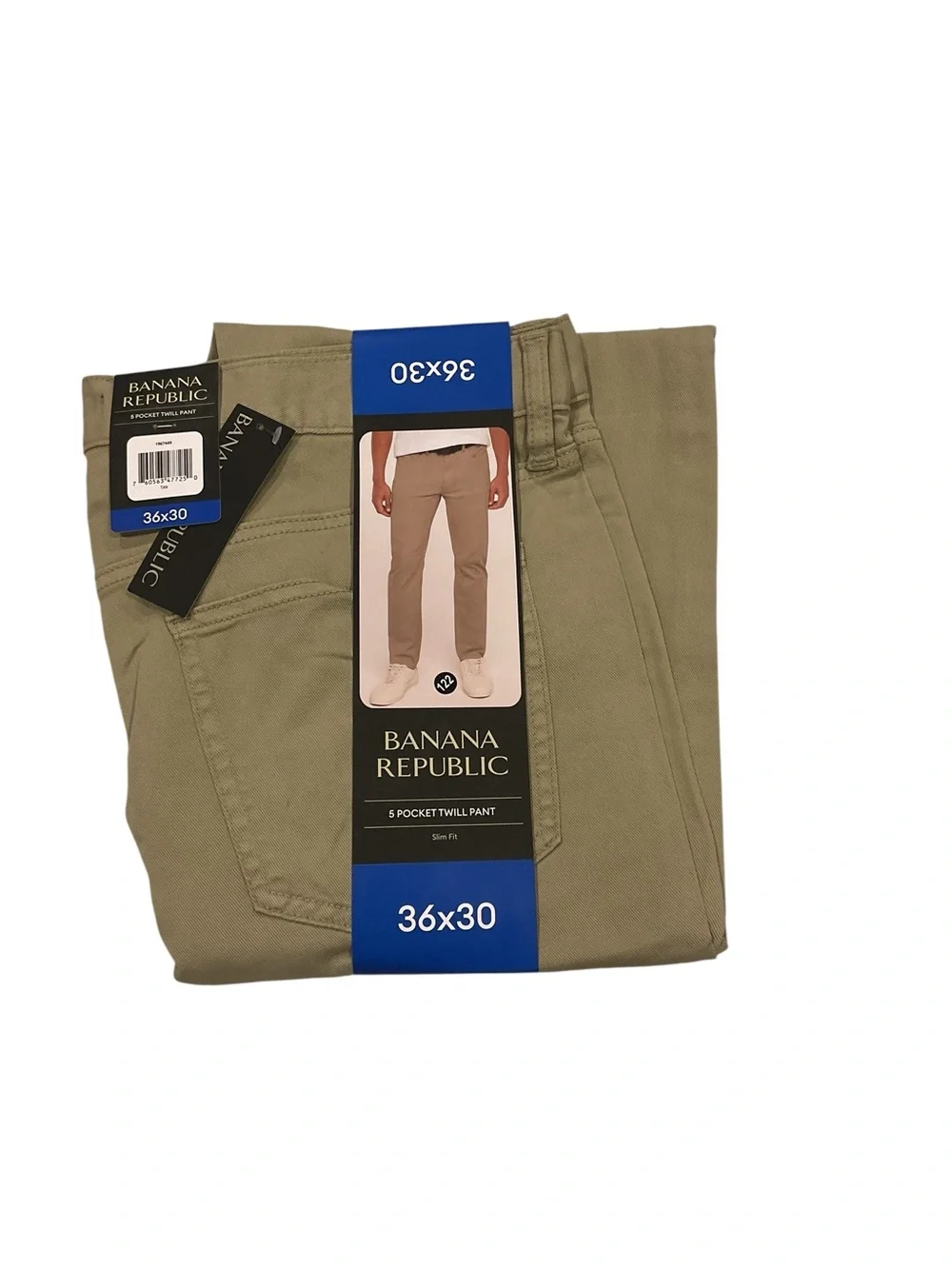 Banana Republic Mens 5 Pocket Twill Pant Slim Fit Tan Khaki 36x30 NWT
